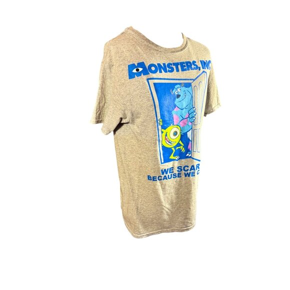 Pixar Monsters Inc Gray Graphic Tee We Scare Because We Care Design S - Picture 4 of 8